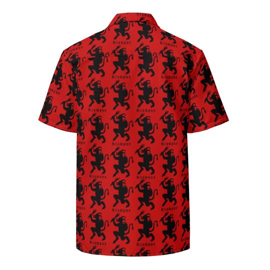 Red Krampus Horror Santa Claus Button Up Shirt