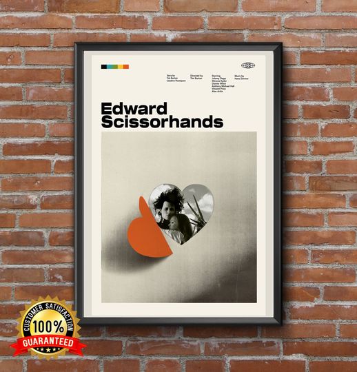 Edward Scissorhands Movie Poster- Retro Movie Poster Art, Home Cinema, Vintage Film Poster, Classic Movie Poster