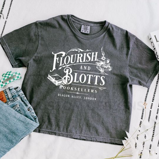 Comfort Colors Women's Boxy Tee Wizard Book Shop, Wizarding School House Shirt, Universal Vacation Shirt