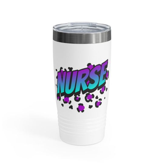 Colorful Purple Leopard Nurse Ringneck Tumbler, 20oz