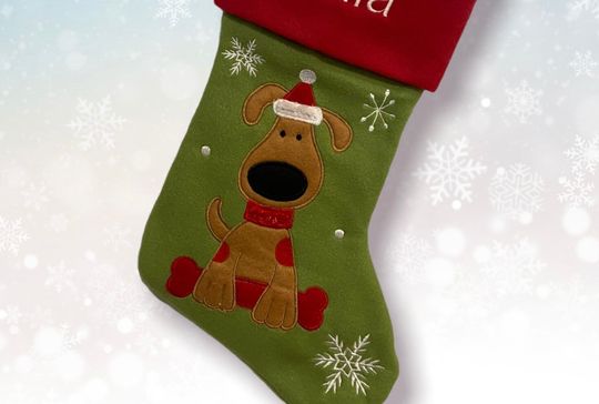 Dog Stocking - Pet Stocking- Xmas Stocking - Embroidered Christmas Stocking