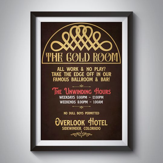 The Shining Gold Room Overlook Hotel Bar Sign Movie Poster