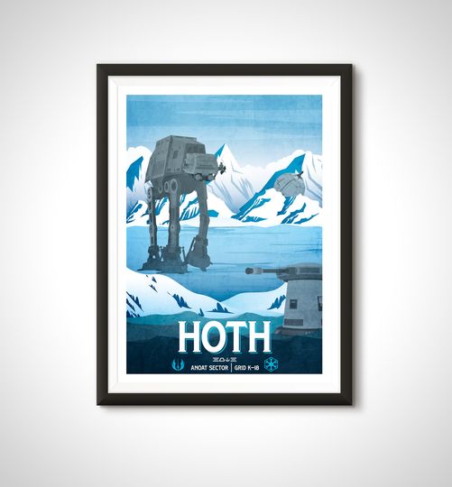 Star Wars Hoth Poster: Retro Travel Print Sci-Fi Wall Art