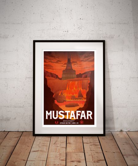 Star Wars Mustafar Poster: Retro Travel Print Sci-Fi Wall Art