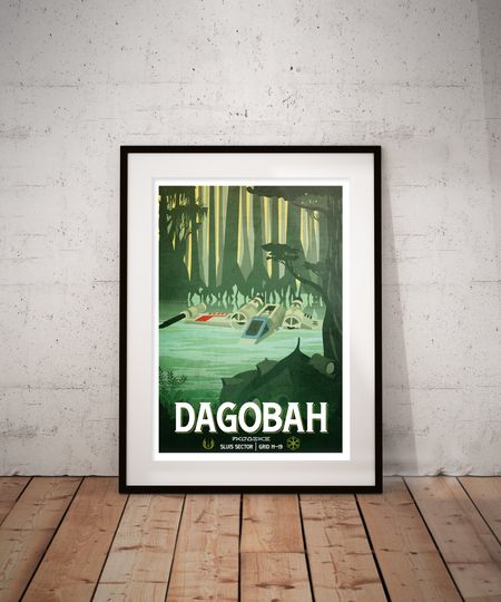 Star Wars Dagobah Poster: Retro Travel Print Sci-Fi Wall Art