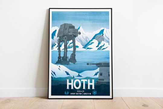 Star Wars Hoth Poster: Retro Travel Print Sci-Fi Wall Art