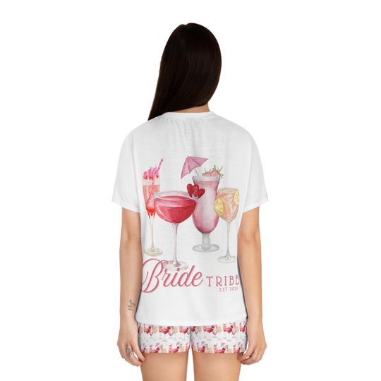 Pajama set, bride tribe bridesmaid pajamas, cocktail bridesmaid gift, it girl holiday pyjama, pink coquette