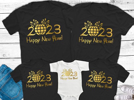 Disney New Year's Eve Epcot Family Shirts 2023 , Happy New Year Fireworks Disneyworld Gold Foil Family shirts, Disney New Year Shirts