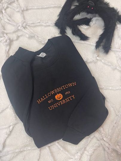 Halloweentown University Embroidered Crew Neck Sweatshirt