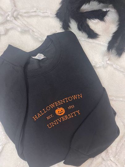 Halloweentown University Embroidered Crew Neck Sweatshirt