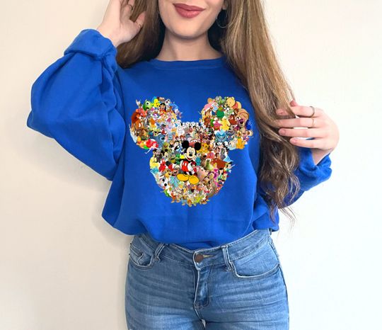Mickey Mouse, Mickey Head Multi Character, Disney Sweatshirt, Disneyland Shirt