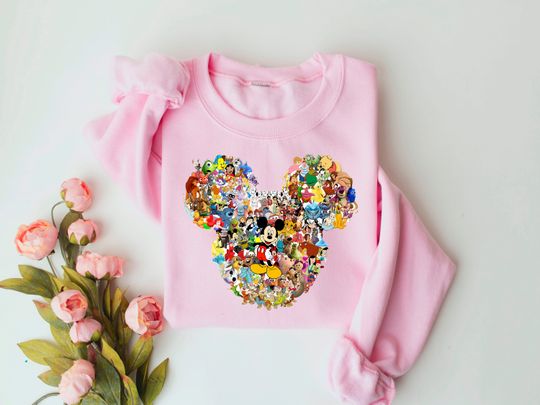 Mickey Mouse, Mickey Head Multi Character, Disney Sweatshirt, Disneyland Shirt