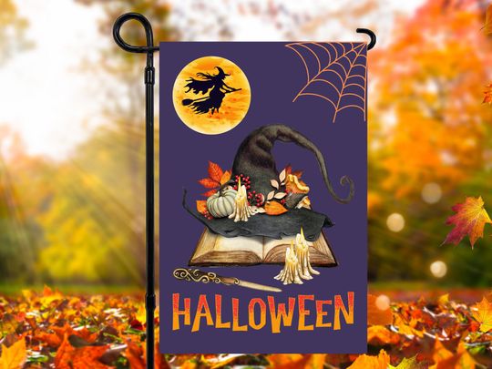 Halloween Witch, 12 x 18 Halloween Garden Flag Sublimation Design