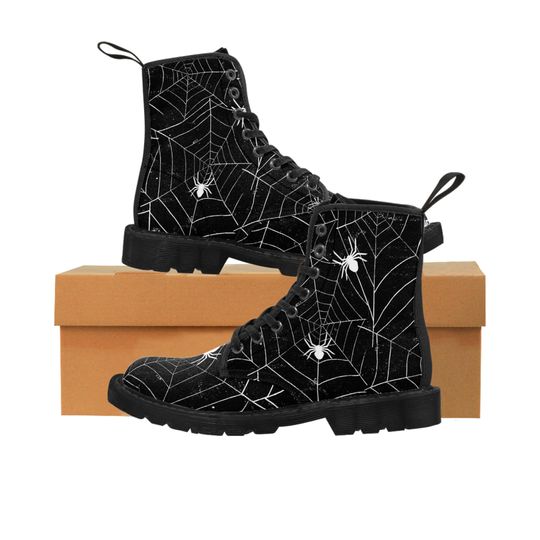 Women's Spider Web Boots - Halloween Design, Trendsetting & Comfy