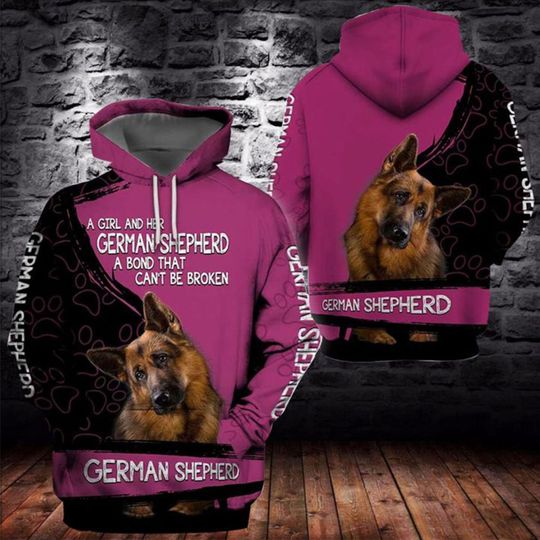 German Shepherd  3D Hoodie, 3D Hoodie For Men, All Over Print - A Girl And Her German Shepherd
