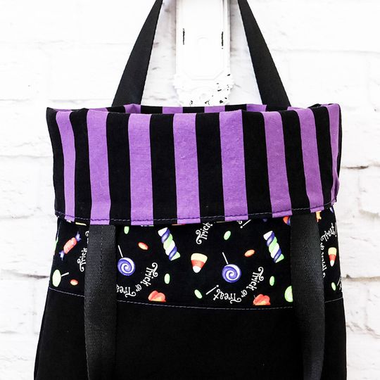 Trick or Treat Bag, Personalised Halloween Tote Bag for Kids and Adults, Fun Glow in the Dark Fabric