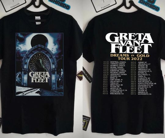 Greta Van Fleet Dreams In Gold Tour 2022 Double Sided T-shirt