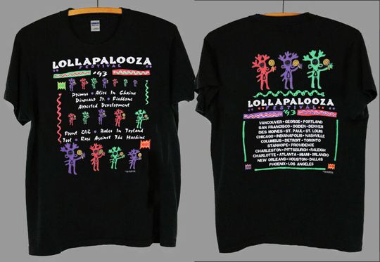 Lollapalooza T-Shirt, Vintage 1993 Lollapalooza Tour Concert T-Shirt