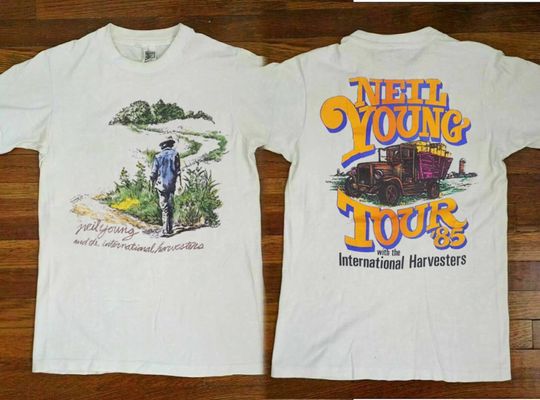 NEIL YOUNG Tour 1985 Rock Music Concert T-Shirt, Neil Young Tour '85 Shirt