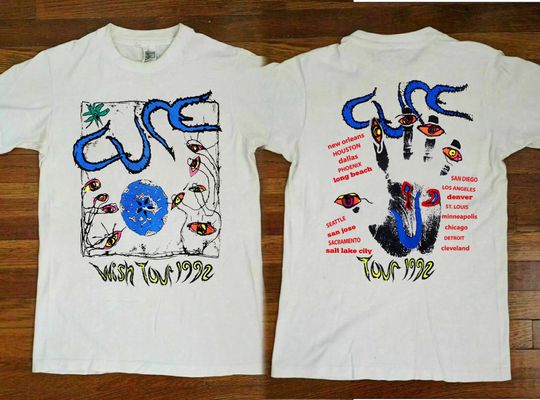 Vintage 1992 The Cure Wish Tour Both Sides T-Shirt, 90s Vintage Style Concert Tour T-Shirt, The Cure Rock Band Tee