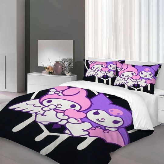Christmas My Melody Kuromi Bedding Set.