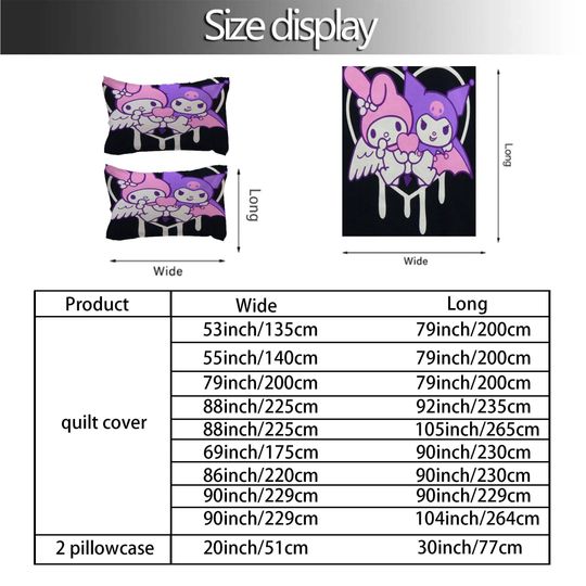 Christmas My Melody Kuromi Bedding Set.