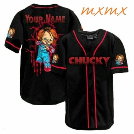 Personalized Horror Doll Chucky Child's Play Baseball Jersey Shirt, Halloween Horror Baseball Jersey