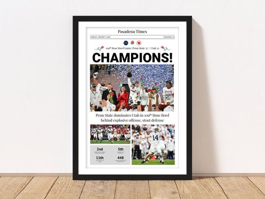 2023 Penn State Rose Bowl Champions Replica Newspaper Headline