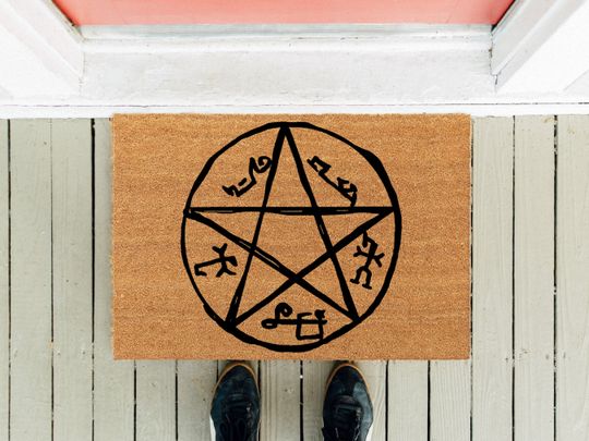 Devil's Trap Doormat | Supernatural | Gothic Doormat | Door Mat | Pentacle Pentagram Witchcraft Satan | Housewarming Gift