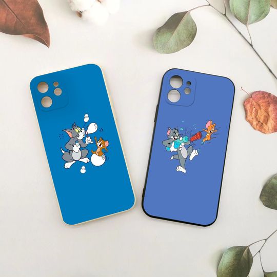 Cartoon cute Tom and Jerry couple Phone Case Cover For iPhone 13/12/11 Pro Max, Xs, 7, 8