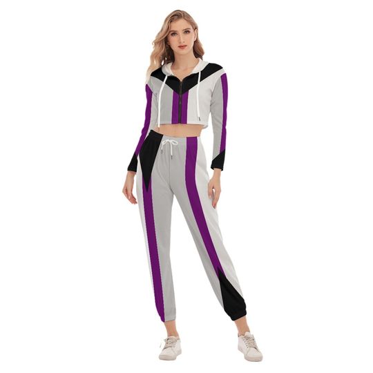 Demisexual Pride Crop Hoodie Sports Set Design with Colors of Demisexual Pride Flag LGBTQ+ Clothing Gift for Demisexuals