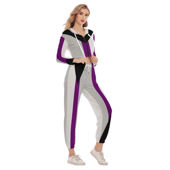 Demisexual Pride Crop Hoodie Sports Set Design with Colors of Demisexual Pride Flag LGBTQ+ Clothing Gift for Demisexuals