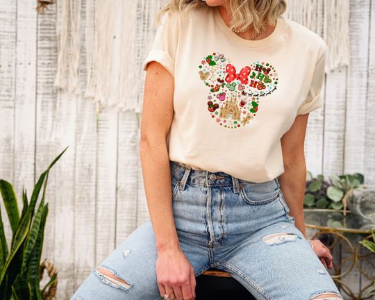 Disney Christmas Women Shirt, Minnie mouse Head Shirt