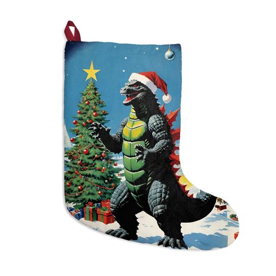 Vintage god zilla Christmas Stocking: Kaiju Holiday Decor