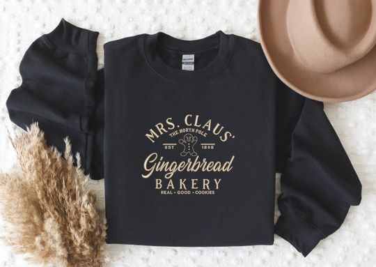 Embroidered Mrs. Claus Gingerbread Christmas Sweatshirt