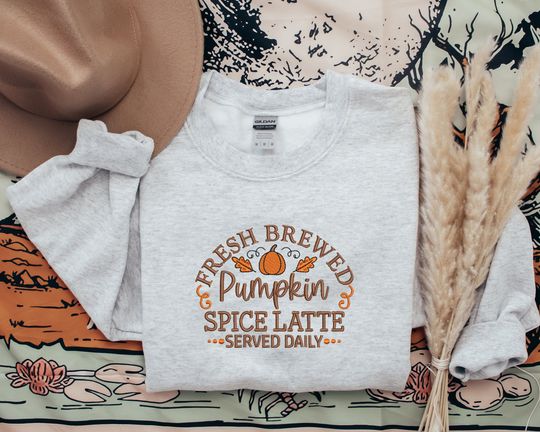 Embroidered Autumn Pumpkin Spice Latte Sweatshirt