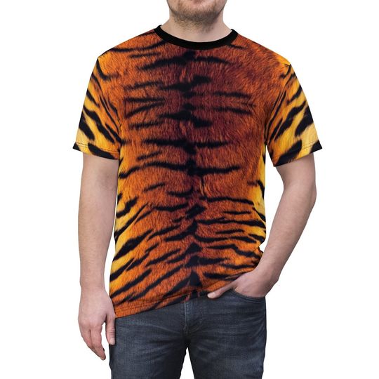 Tiger Fur T-Shirt, Animal Print Tiger Stripe T-Shirt, Men's Women's Tiger Shirt