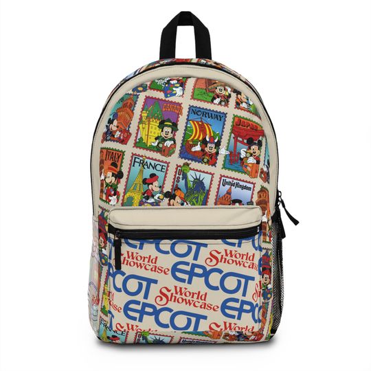 Epcot World Showcase Countries Around the Wold Stamp Backpack, Disney Epcot Backpack