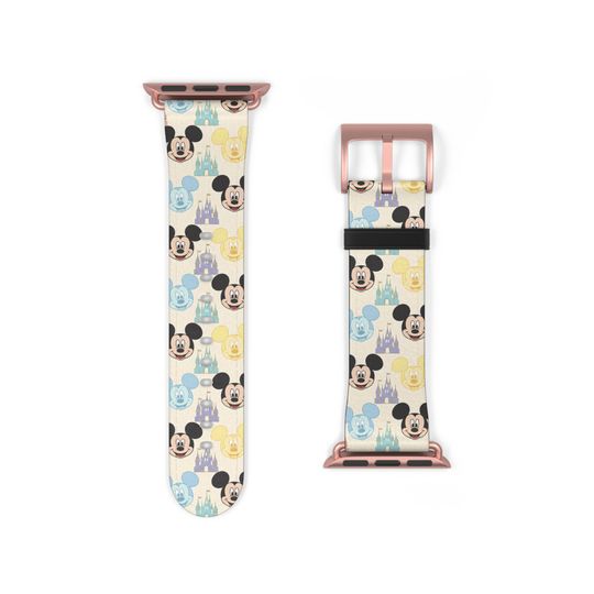Mickey Mouse Pattern Watch Band, Disney Castle Watch Bands