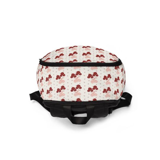 Cherries & Bows Mickey Mouse Backpack: Disney-Themed Nylon Bookbag