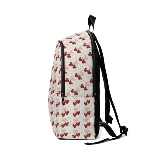 Cherries & Bows Mickey Mouse Backpack: Disney-Themed Nylon Bookbag