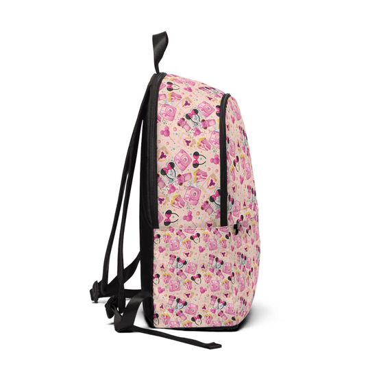 Disney Park Rides Pattern Backpack with Pink Parkhopping Design
