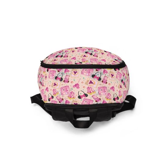 Disney Park Rides Pattern Backpack with Pink Parkhopping Design