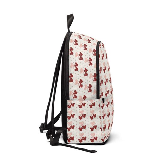 Cherries & Bows Mickey Mouse Backpack: Disney-Themed Nylon Bookbag