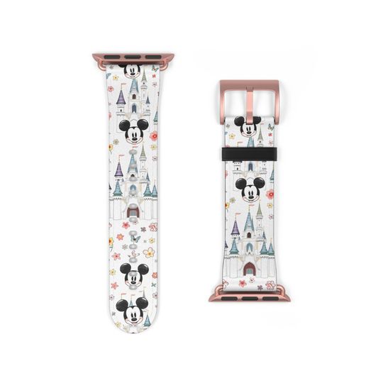 Disney Castle and Mouse Faces Watch Band for Apple Watch, Theme Park Pattern