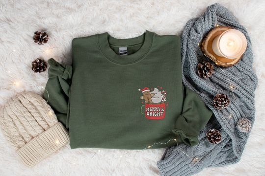Gingerbread Embroidered Sweatshirt, Christmas Crewneck, Gingerbread Cookie