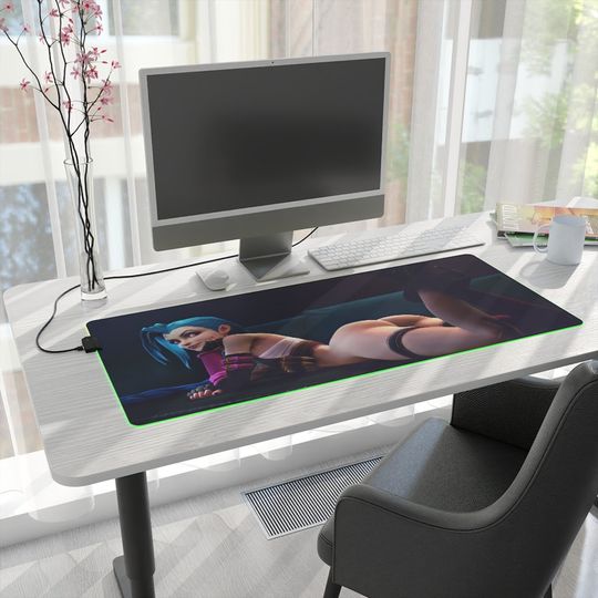 League of Legends Jinx RGB Desk Mat | Jinx LED Mousepad | Arcane Jinx RGB Mouse Pad | LoL inspired Mousepad | League of Legends | Waifu