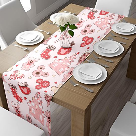 Disney Christmas Table Runner with Mickey Ears, Kitchen & Table Decor