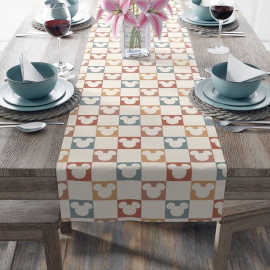 Retro Disney Mickey Mouse Table Runner for Kitchen and Dining Decor