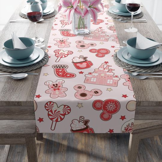 Disney Christmas Table Runner with Mickey Ears, Kitchen & Table Decor